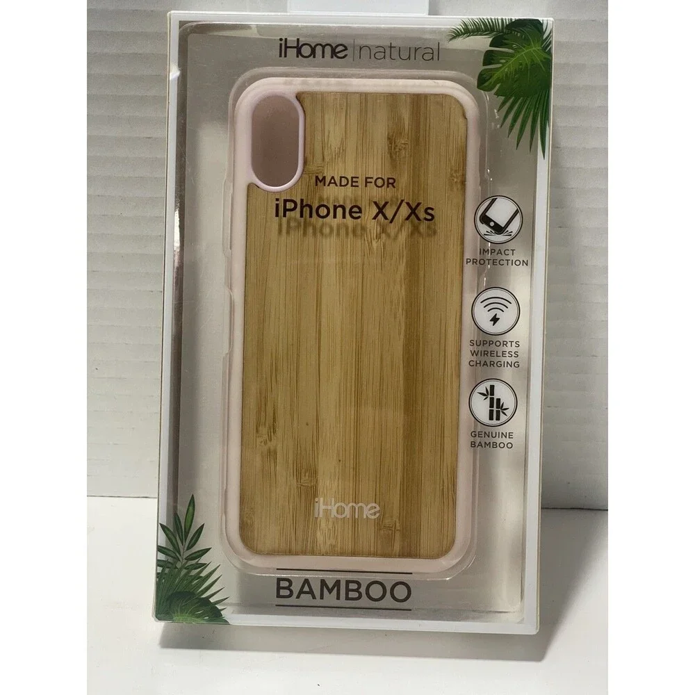 iHome Natural iPhone X/Xs Phone Case Bamboo Pink. New In Box
